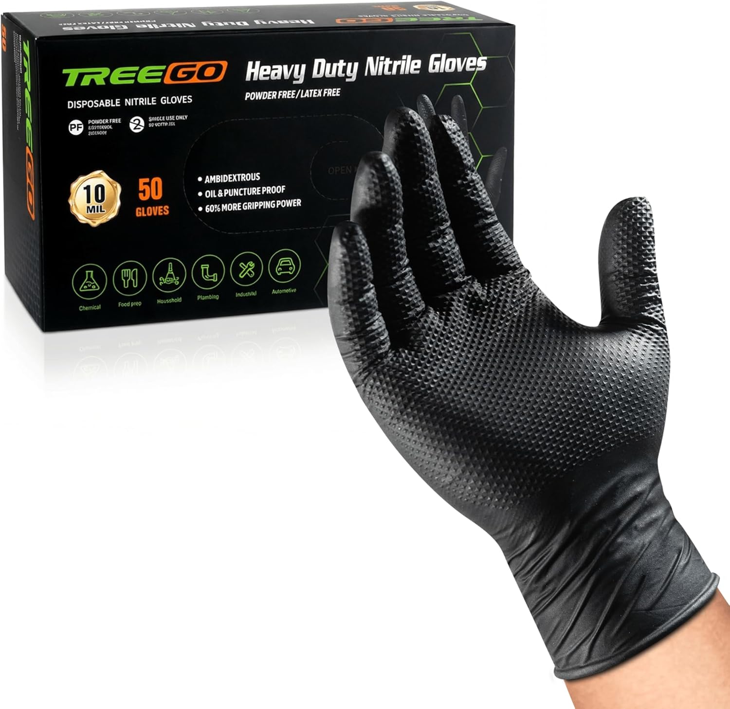 Nitrile Mechanic Glove - 10 Mil Nitrile Gloves Large -