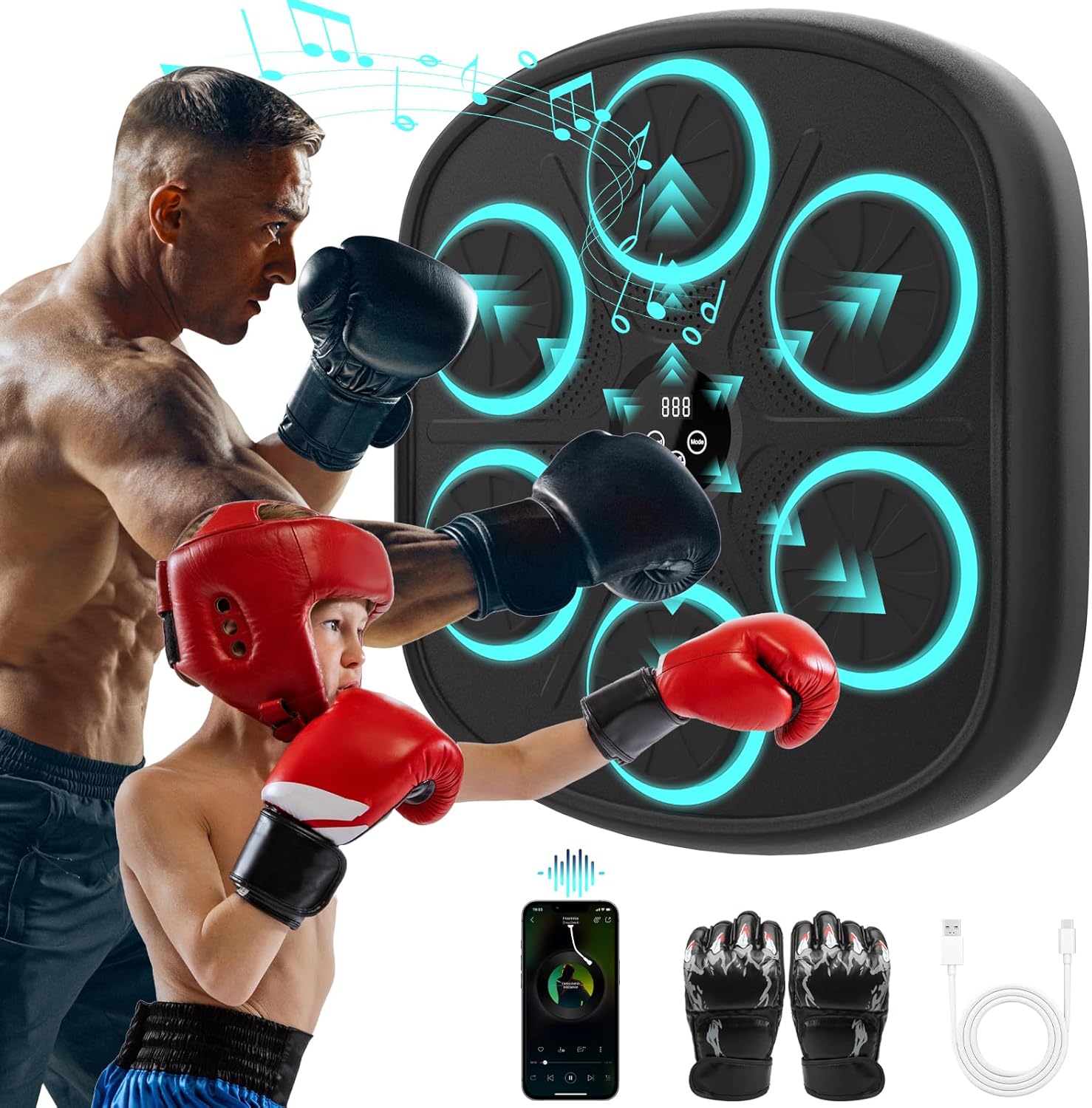 Workout Glove Gym - Wall Mounted Music Boxing Machine with