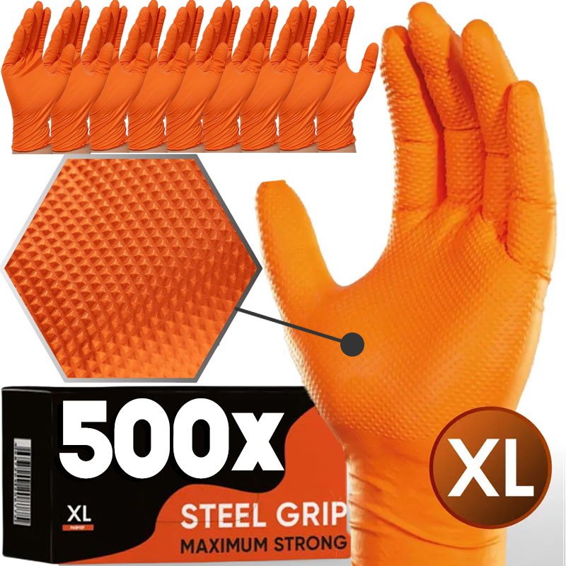 Nitrile Mechanic Glove - Heavy Duty Orange Nitrile Disposable Gloves