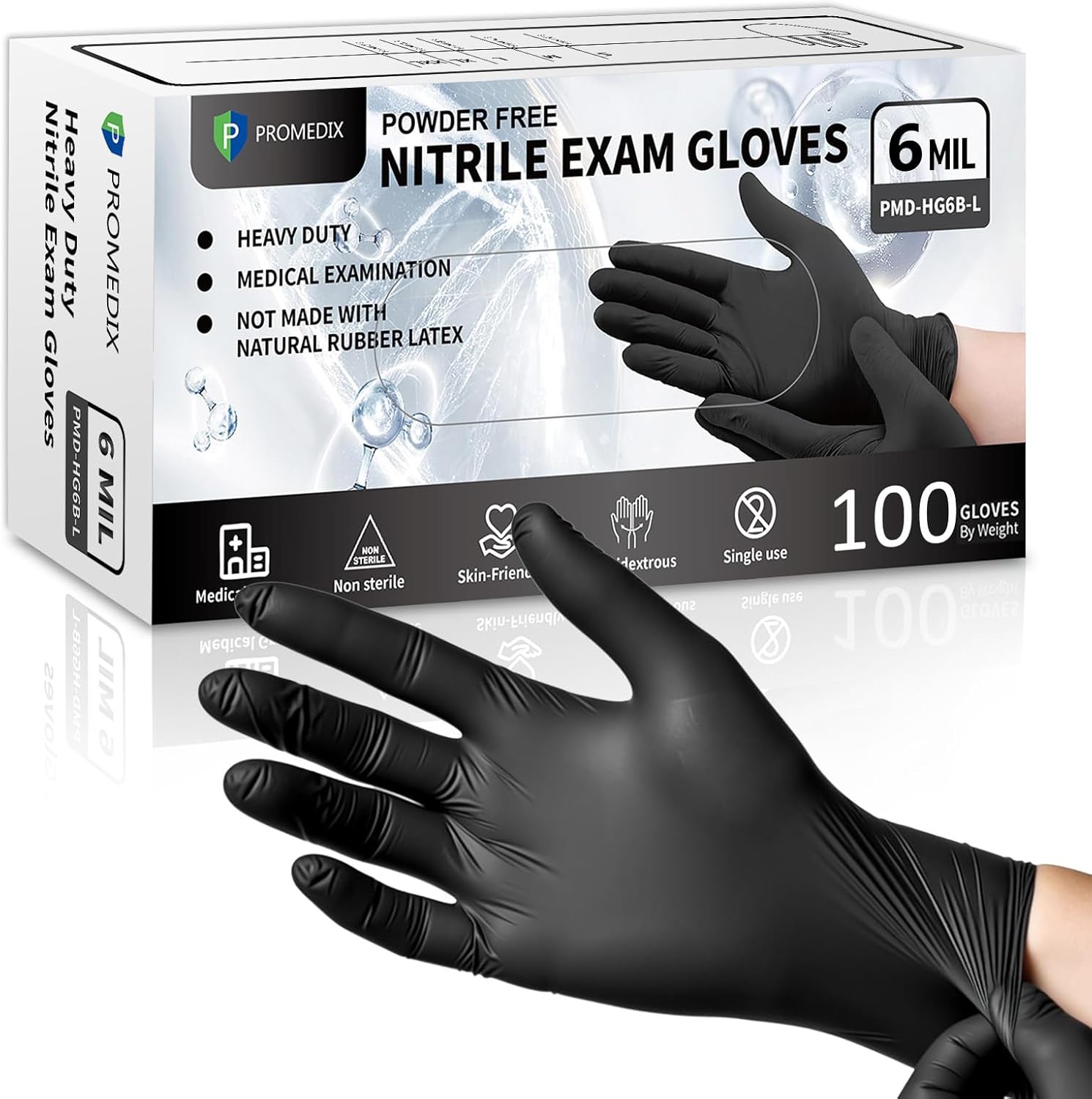 Exam Glove Nitrile - 6Mil Disposable Nitrile Gloves, 100 Pcs