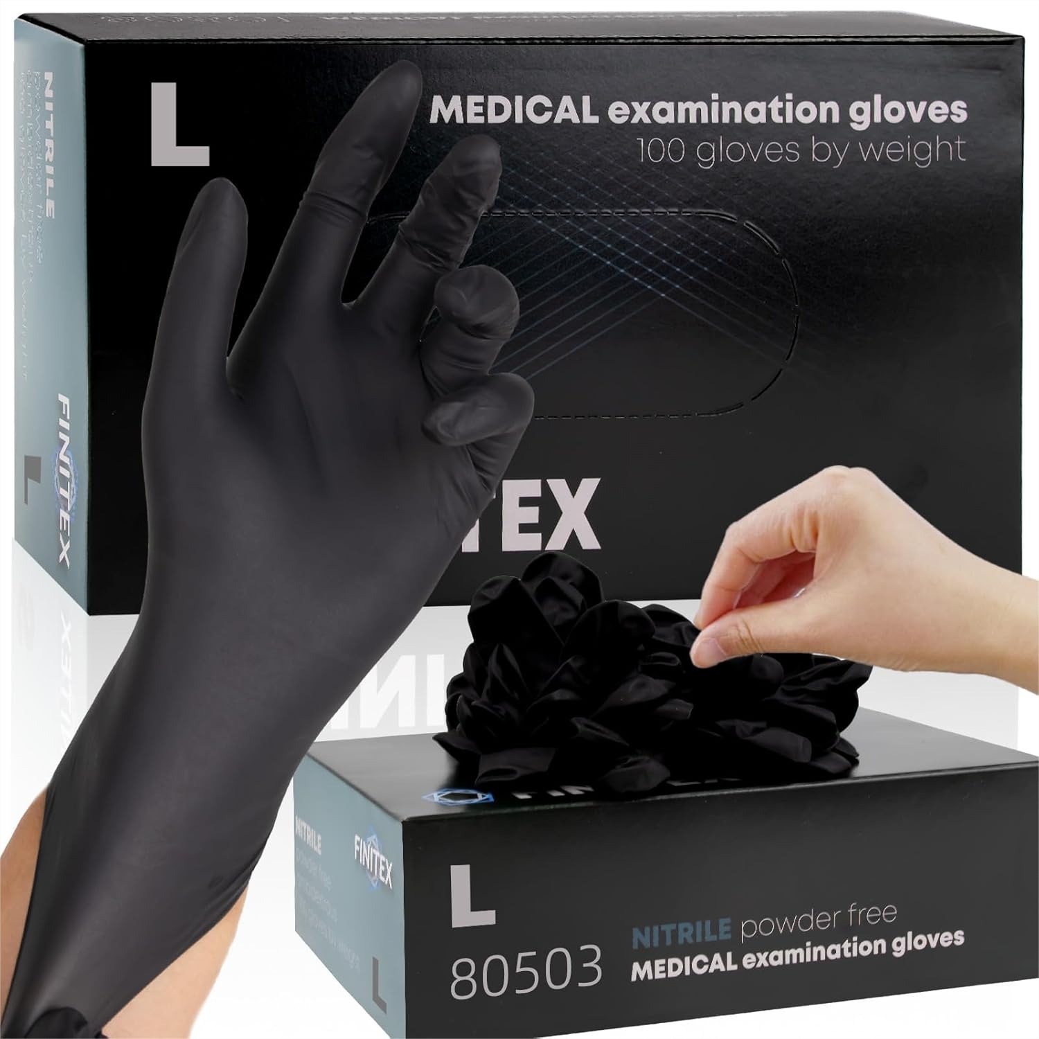 Exam Glove Nitrile - Black Nitrile Disposable Gloves, 5mil Powder-Free