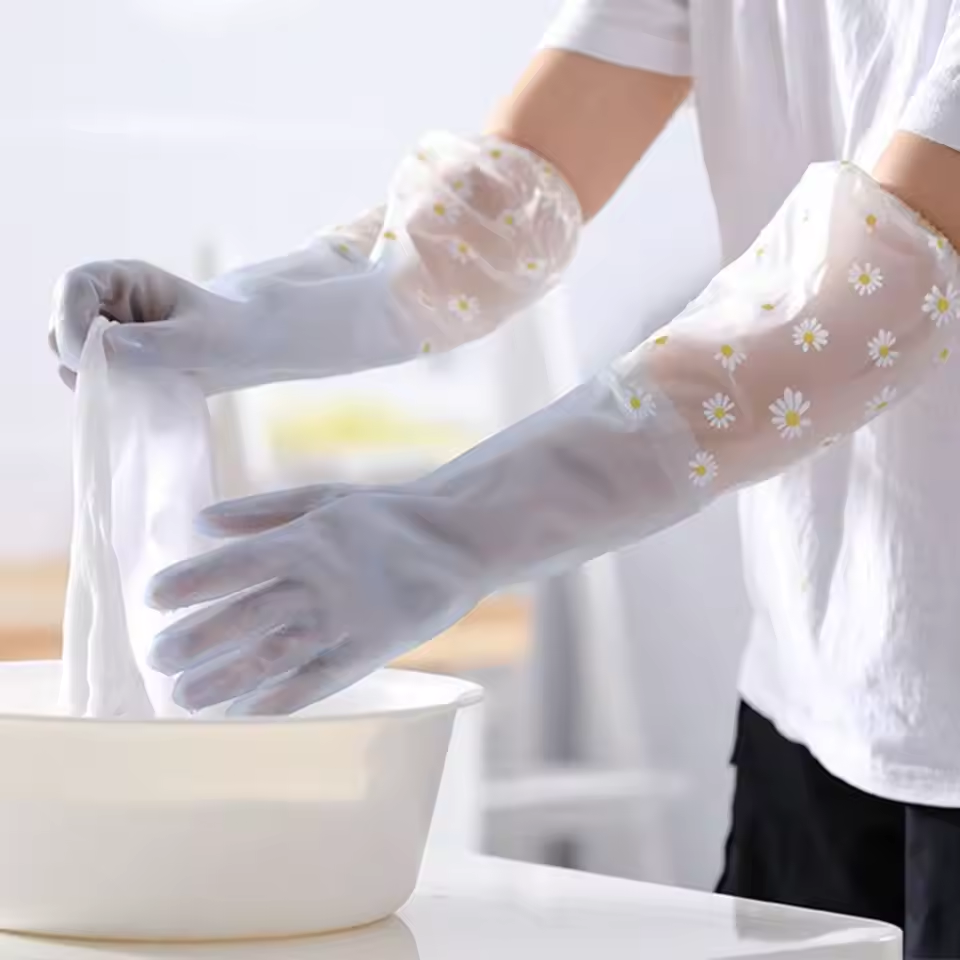 1 Pair Rubber Gloves Long Slee - Dish Glove Rubber recension och pris