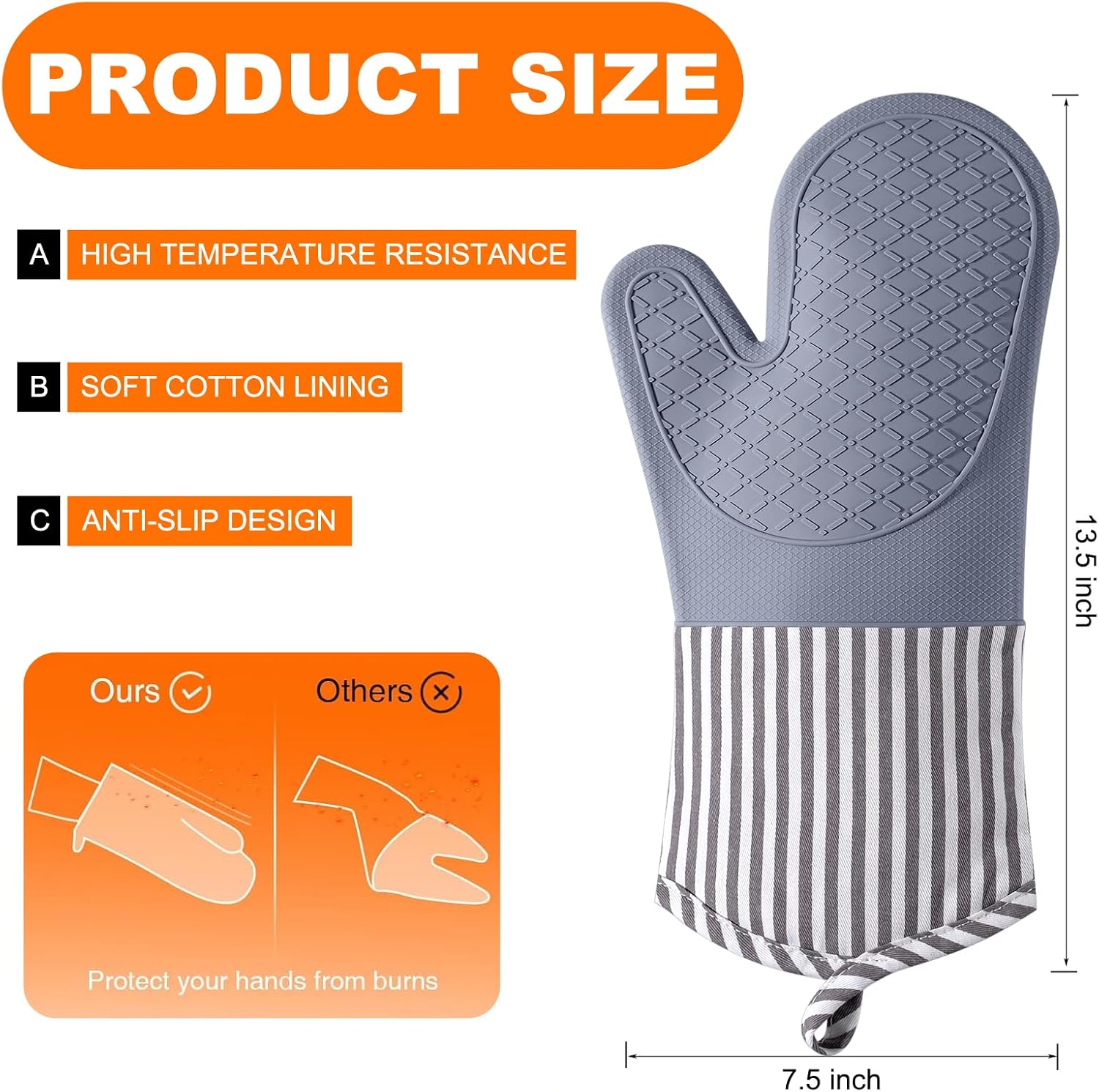 Silicone Oven Mitts, 500°F Hea - Oven Mitt Silicone recension och pris
