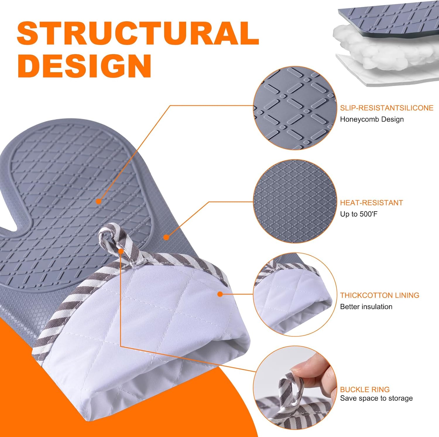 Silicone Oven Mitts, 500°F Hea - Oven Mitt Silicone recension och pris
