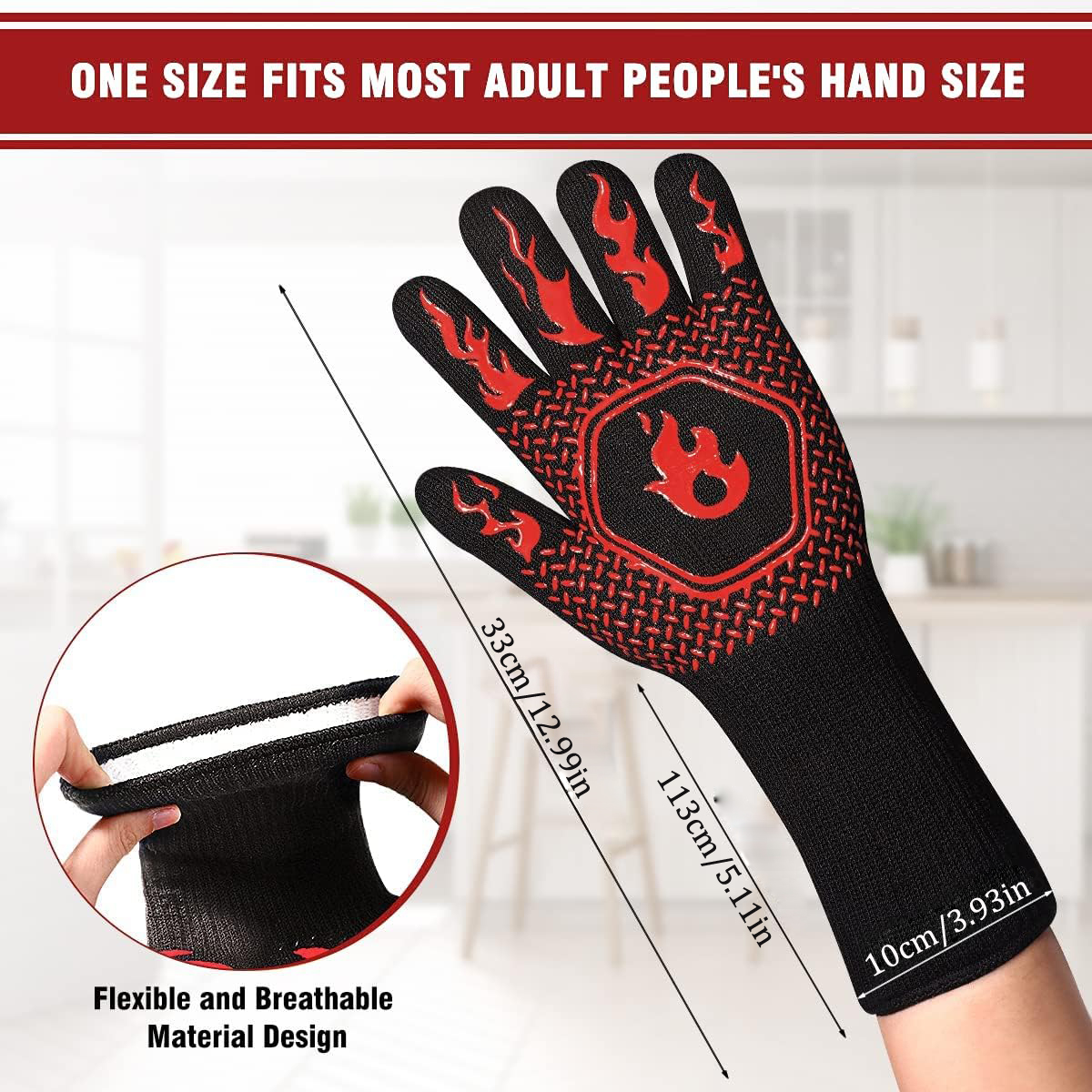BBQ Grill Gloves High Temp Res - Oven Mitt Silicone recension och pris