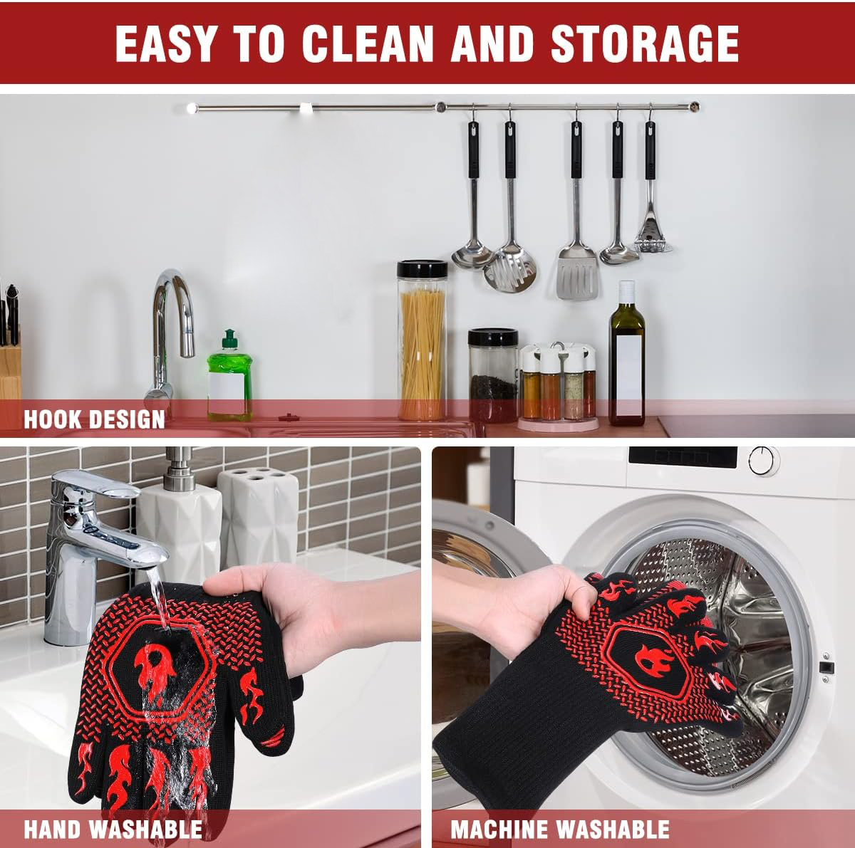 BBQ Grill Gloves High Temp Res - Oven Mitt Silicone recension och pris