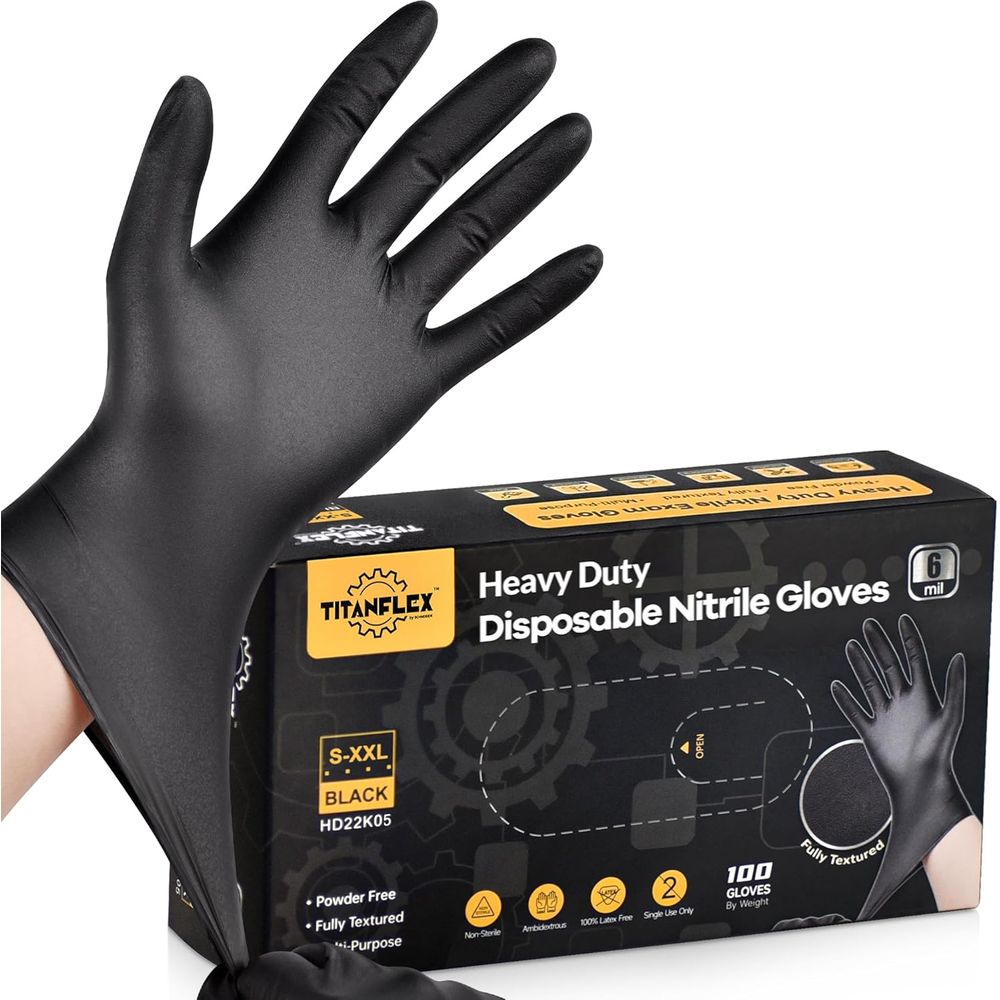 Heavy-Duty 6 Mil Black Nitrile - Nitrile Mechanic Glove recension och pris