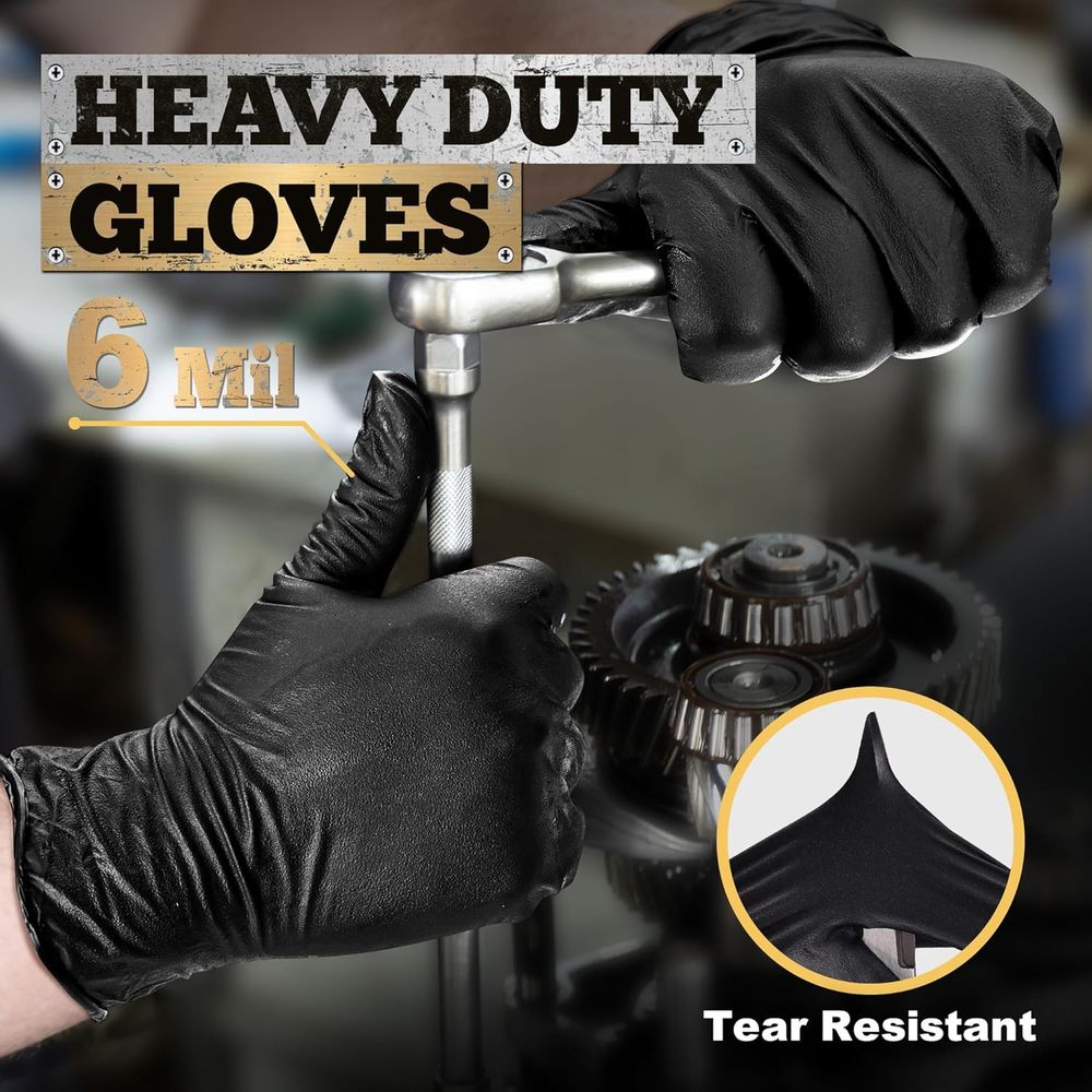 Heavy-Duty 6 Mil Black Nitrile - Nitrile Mechanic Glove recension och pris