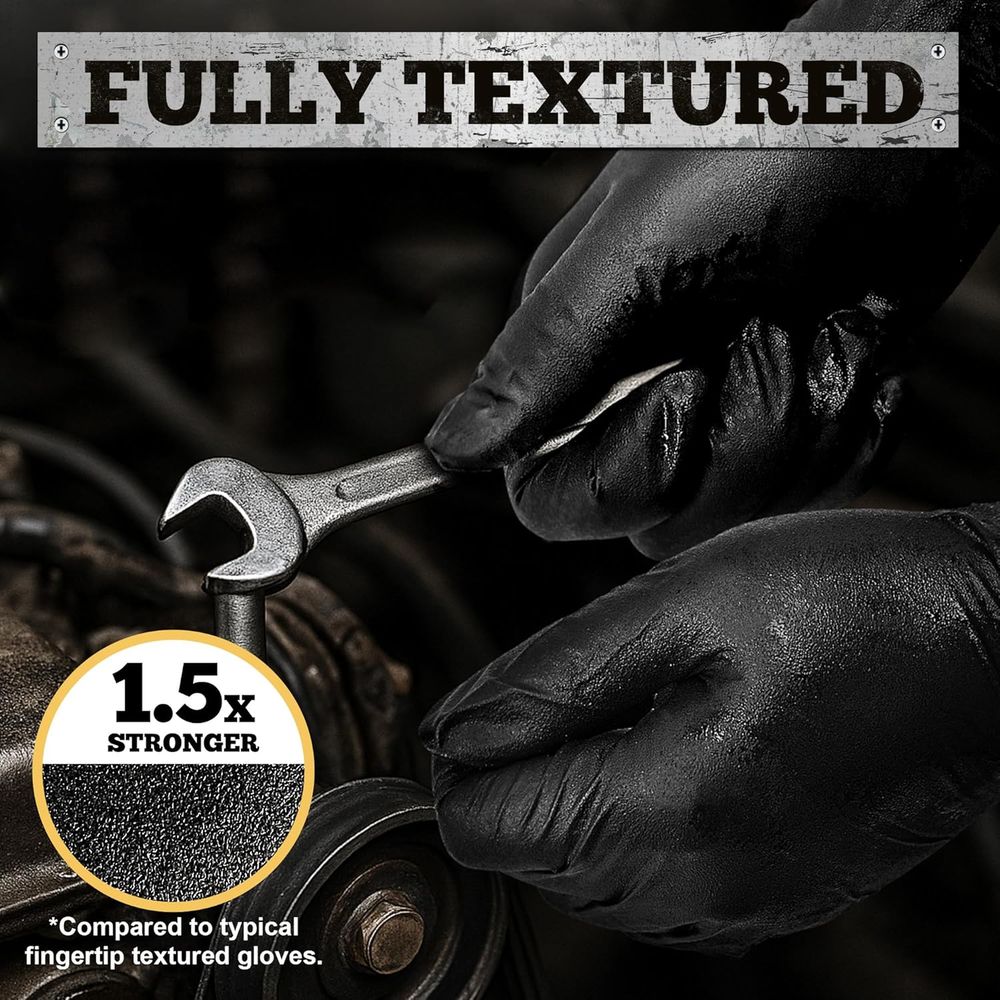Heavy-Duty 6 Mil Black Nitrile - Nitrile Mechanic Glove recension och pris