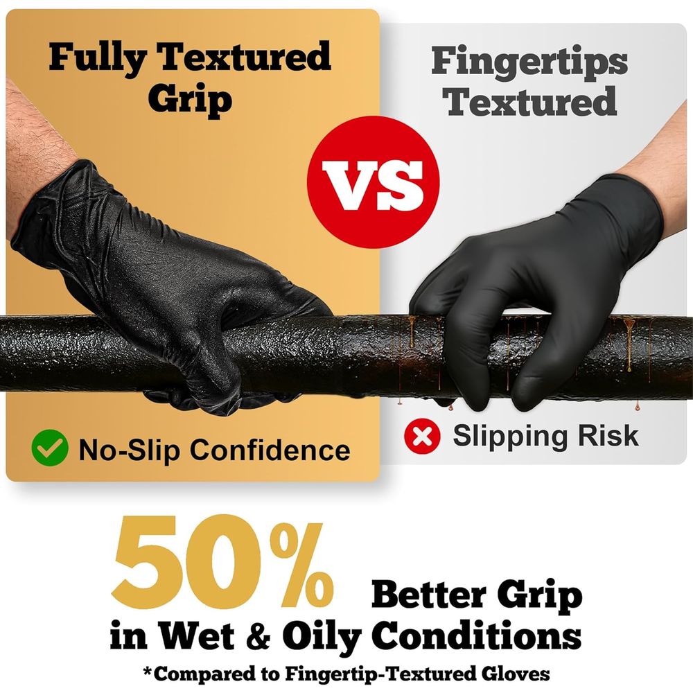Heavy-Duty 6 Mil Black Nitrile - Nitrile Mechanic Glove recension och pris