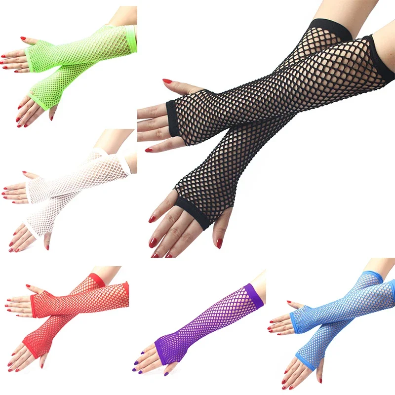 Women Fashion Neon Fishnet Fin - Fingerless Glove Knit recension och pris