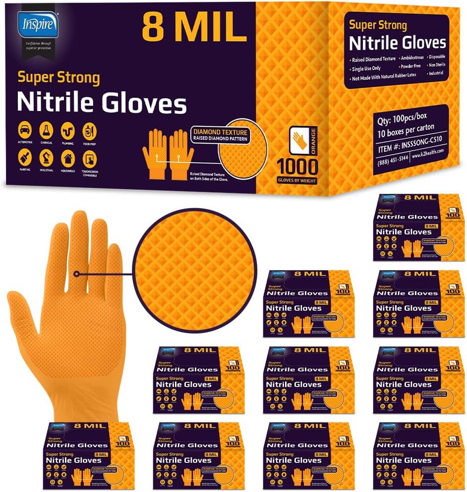 Heavy Duty Orange Nitrile Glov - Nitrile Mechanic Glove recension och pris