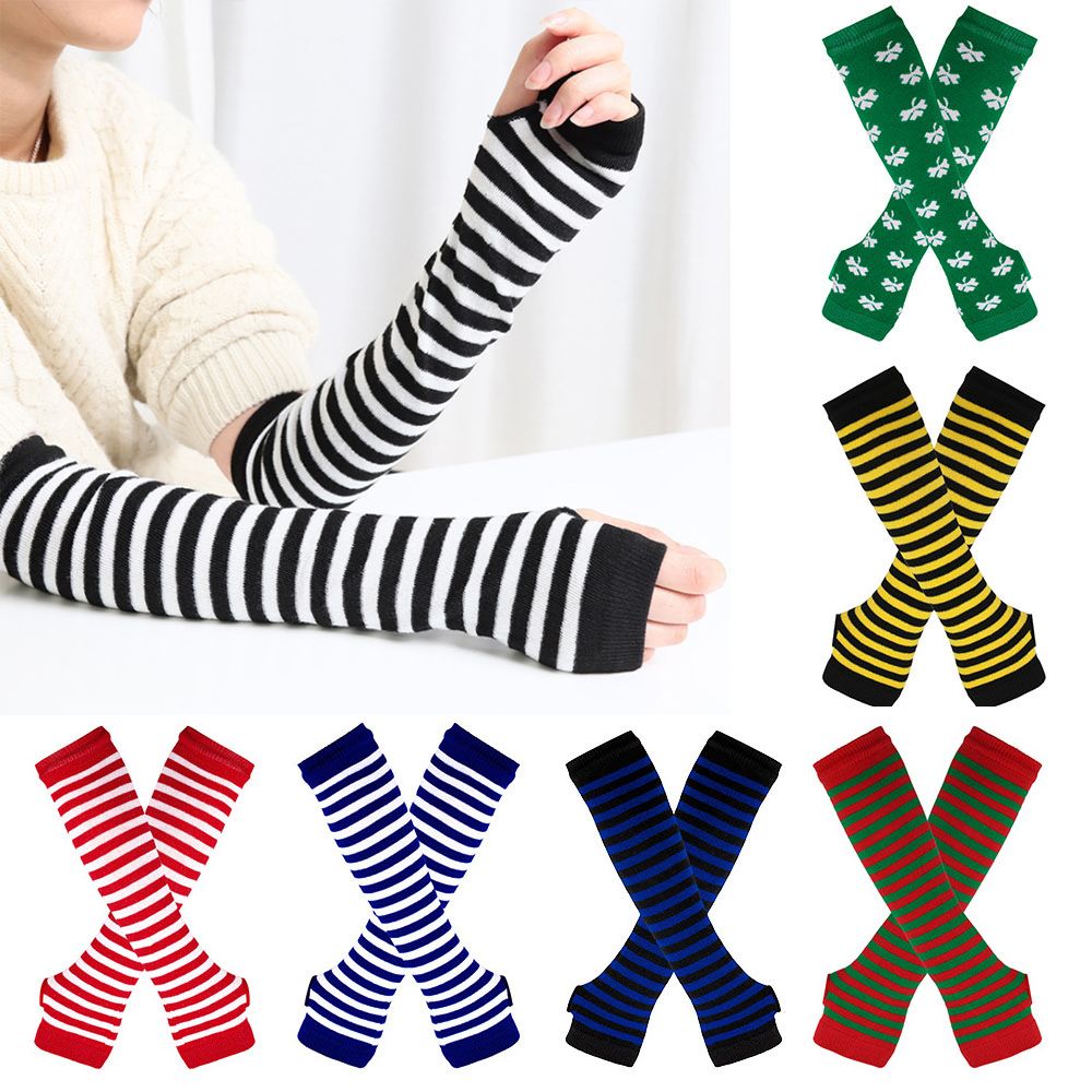 Striped Knitted Handschoenen L - Fingerless Glove Knit recension och pris
