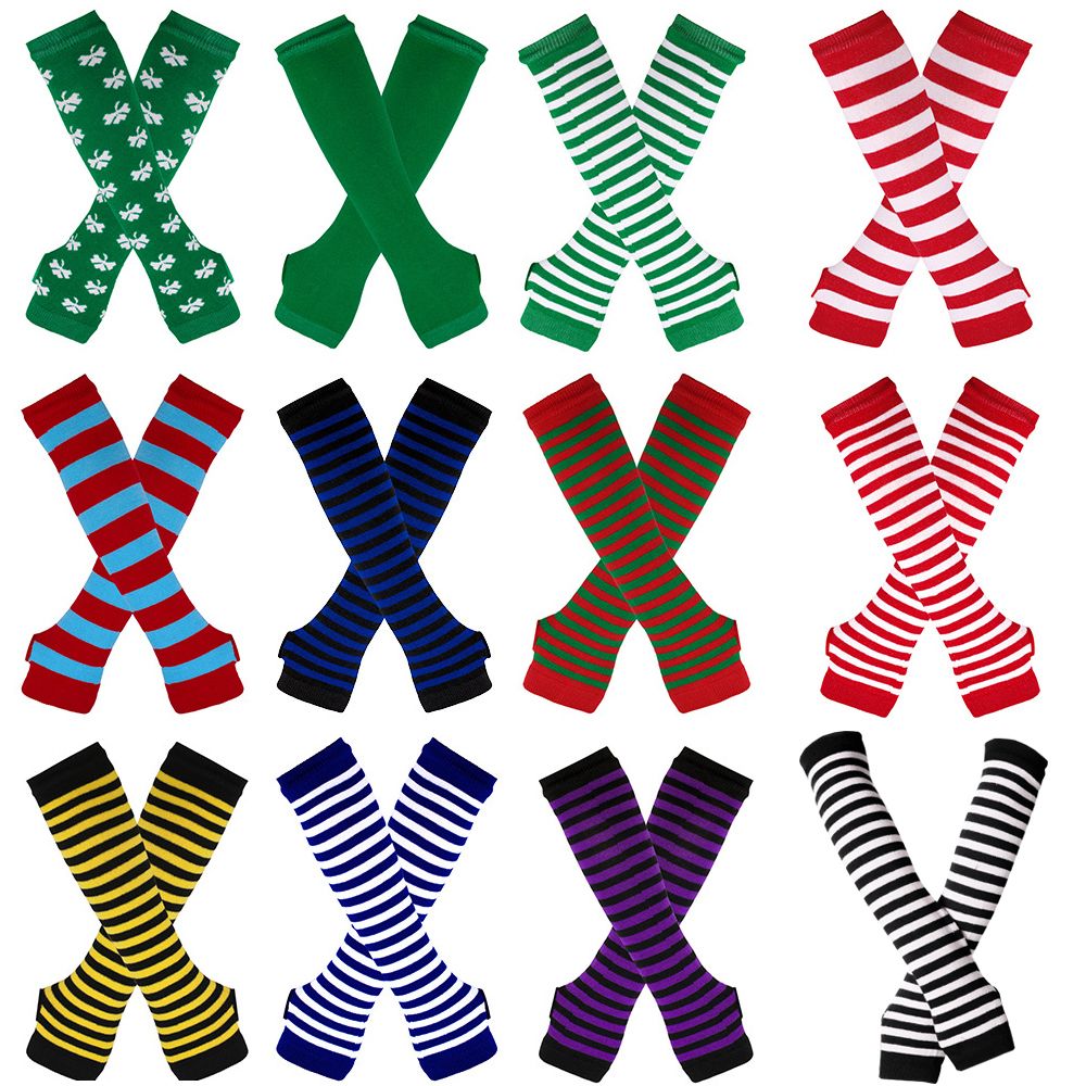 Striped Knitted Handschoenen L - Fingerless Glove Knit recension och pris