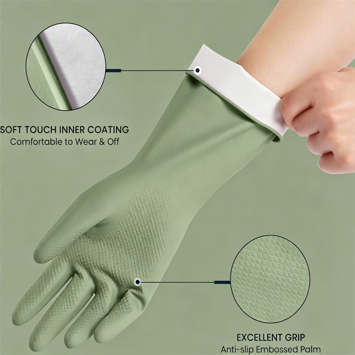 4 Pairs Reusable Rubber Dishwa - Dish Glove Rubber recension och pris
