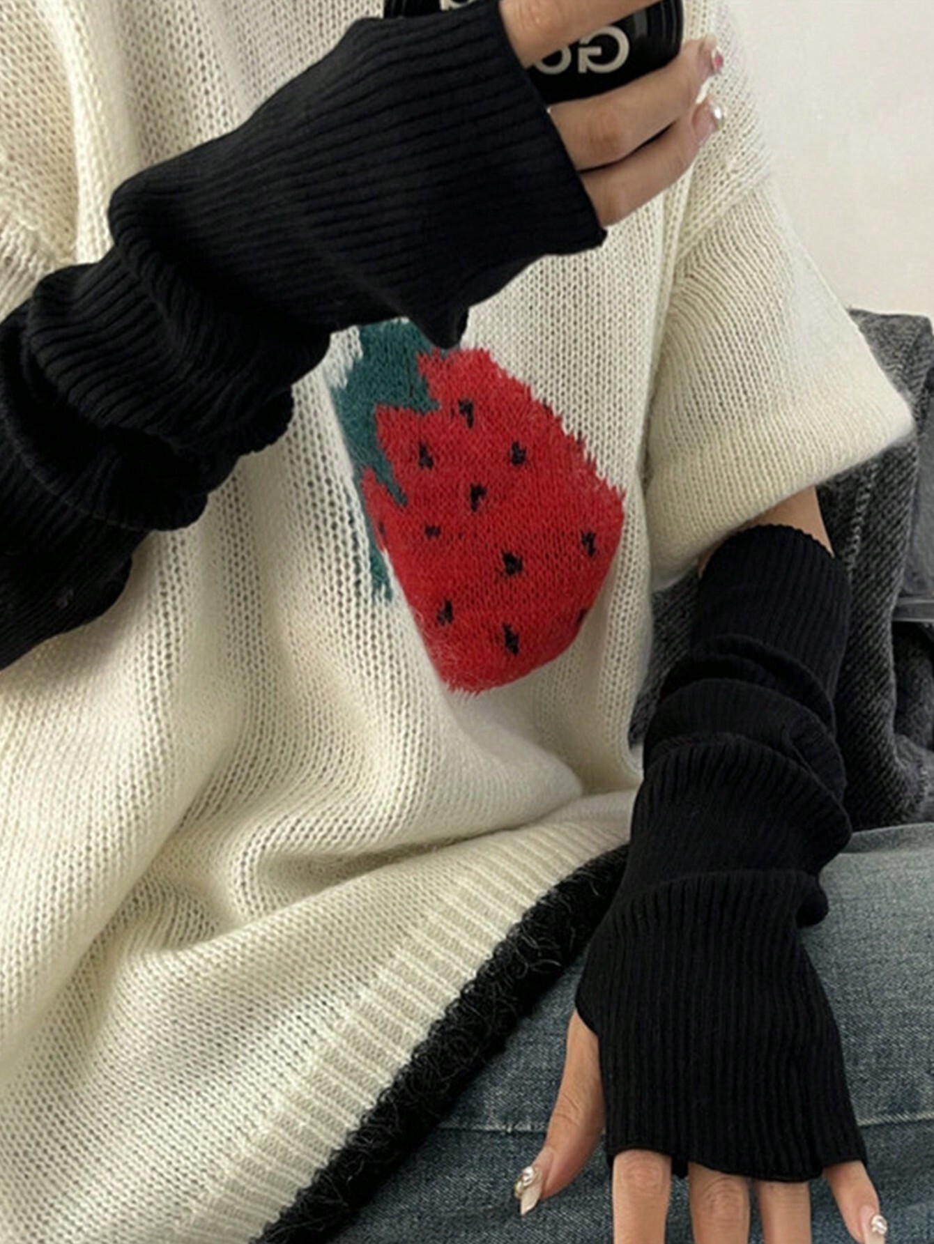 Black Fingerless Knitted Glove - Fingerless Glove Knit recension och pris