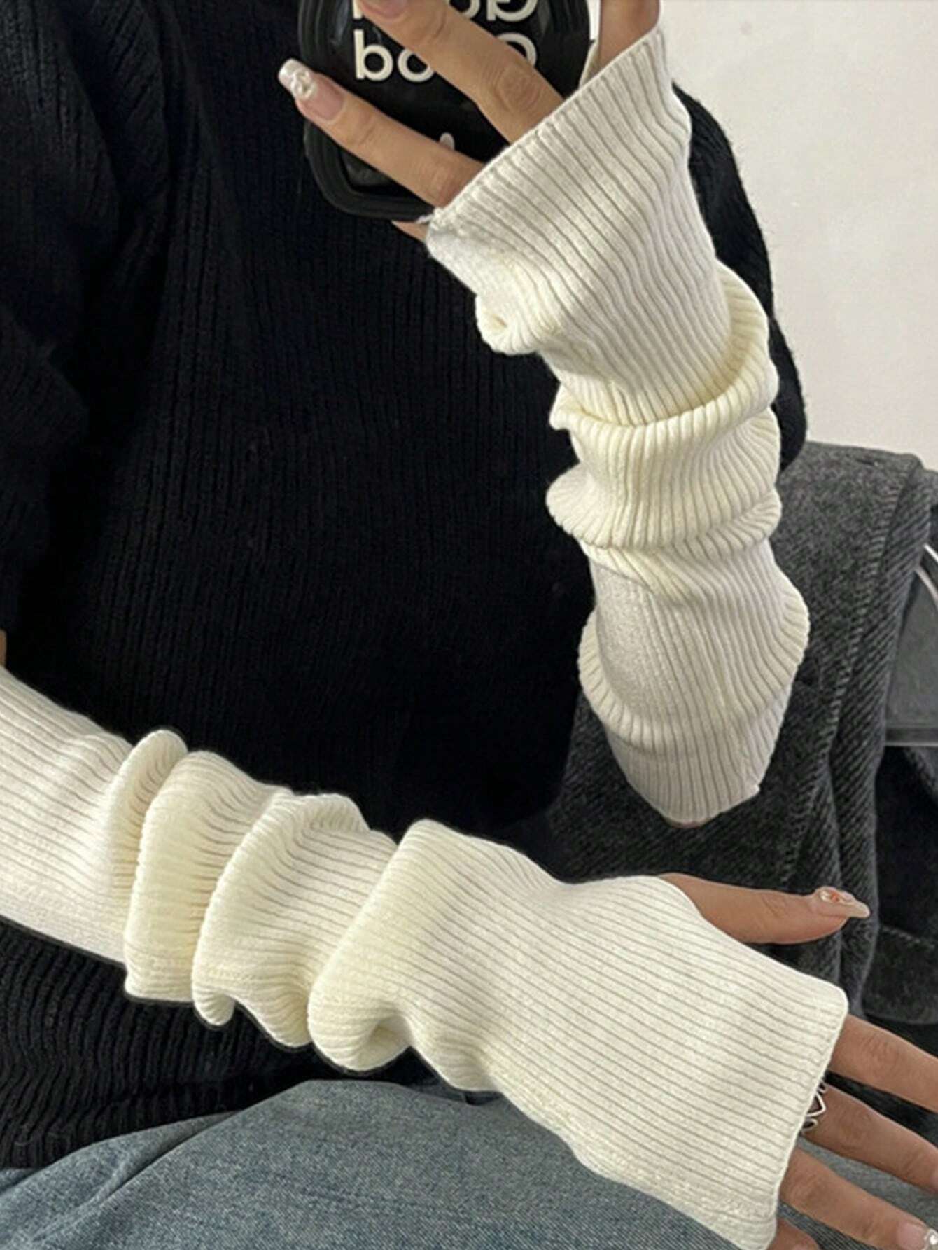 Black Fingerless Knitted Glove - Fingerless Glove Knit recension och pris