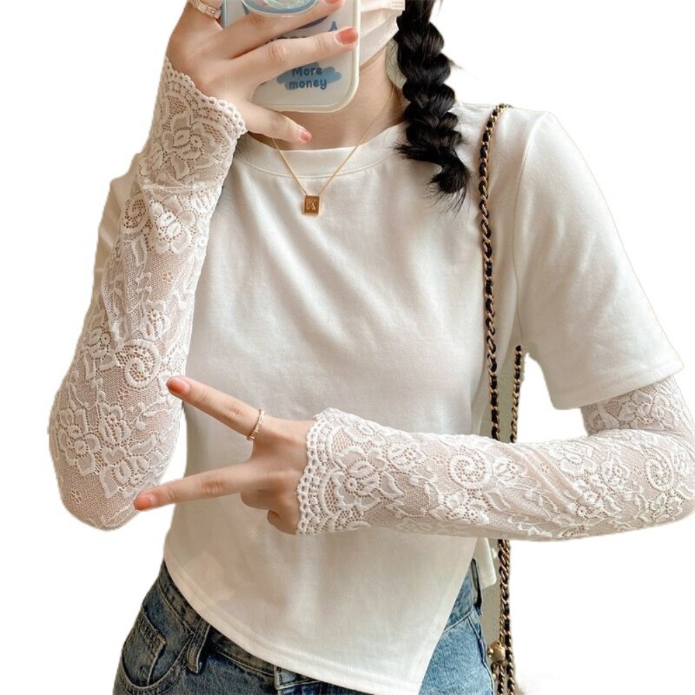 Women Long Lace Gloves Fishnet - Fingerless Glove Knit recension och pris