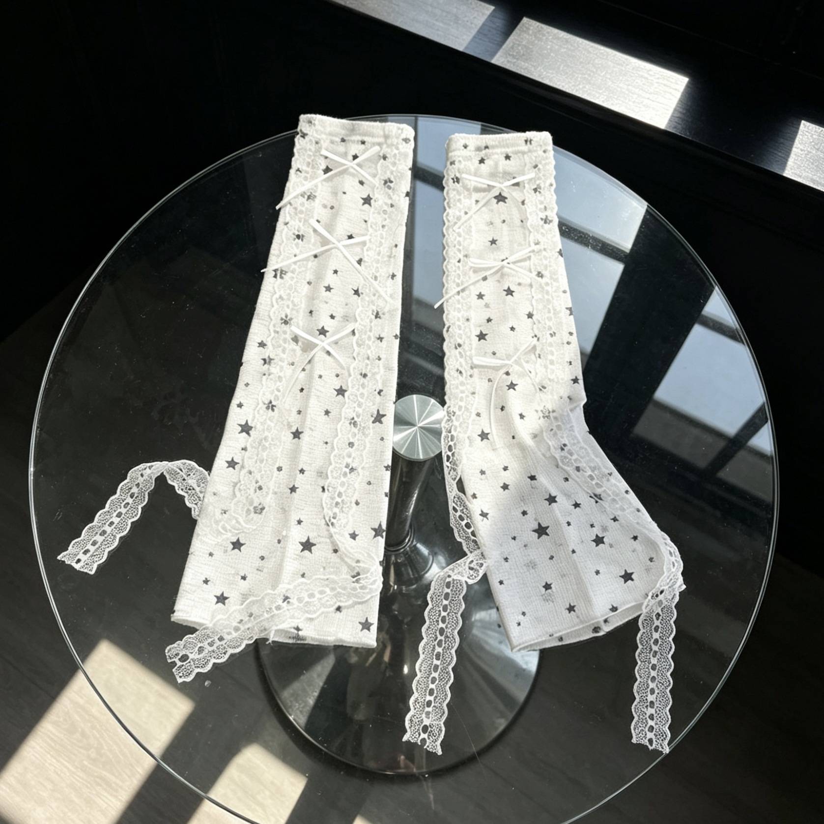 Kawaii Star Print Lace Arm Sle - Fingerless Glove Knit recension och pris
