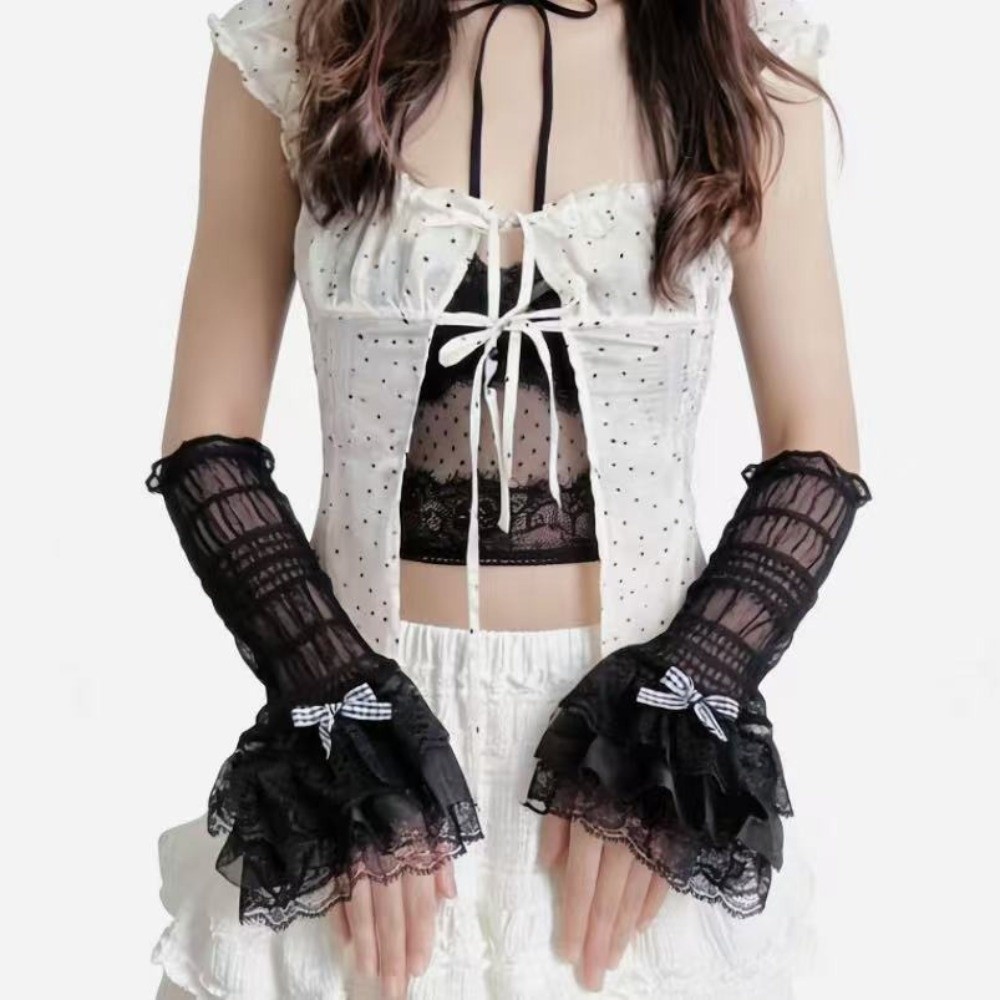 1 Pair Thin Lace Lace Arm Slee - Fingerless Glove Knit recension och pris
