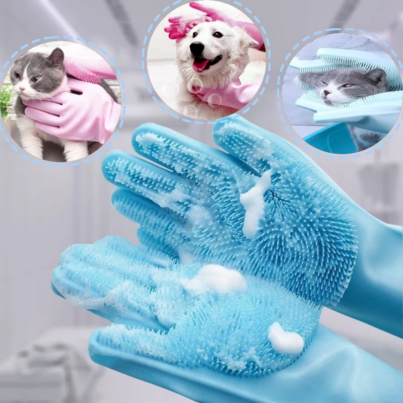 Pet Grooming Gloves for Dogs A - Rubber Glove Cleaning recension och pris