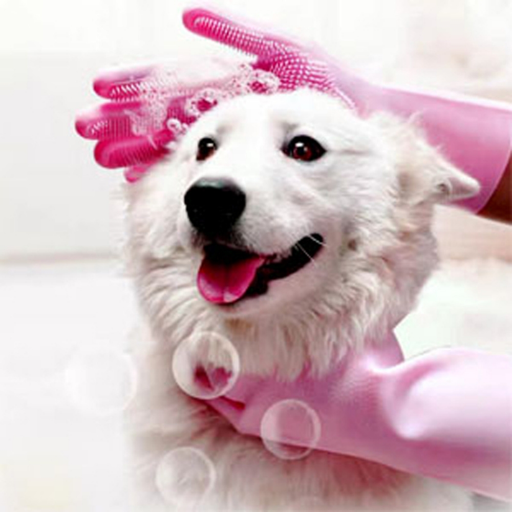 Pet Grooming Gloves for Dogs A - Rubber Glove Cleaning recension och pris